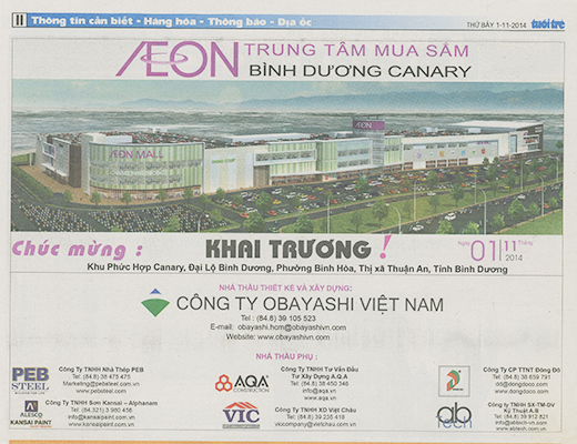 Chúc mừng khai trương AEON Bình Dương